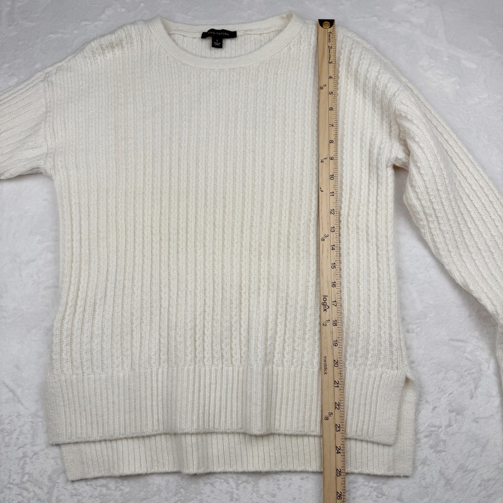 NWOT Ann Taylor Ribbed Alpaca Wool Blend Sweater S Cream Soft Cozy - Picture 4 of 7